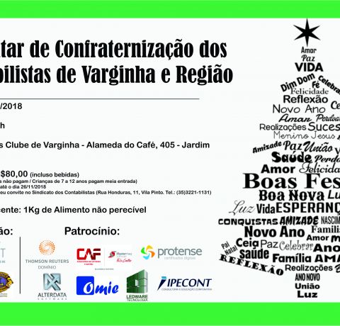 Vem aí o 1º Jantar de Confraternização dos Contabilistas de Varginha e Região!